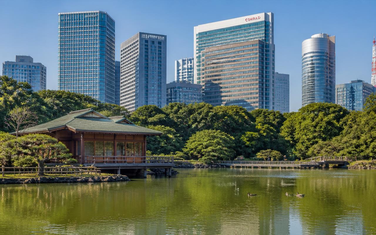 Hamarikyu Gardens and matcha