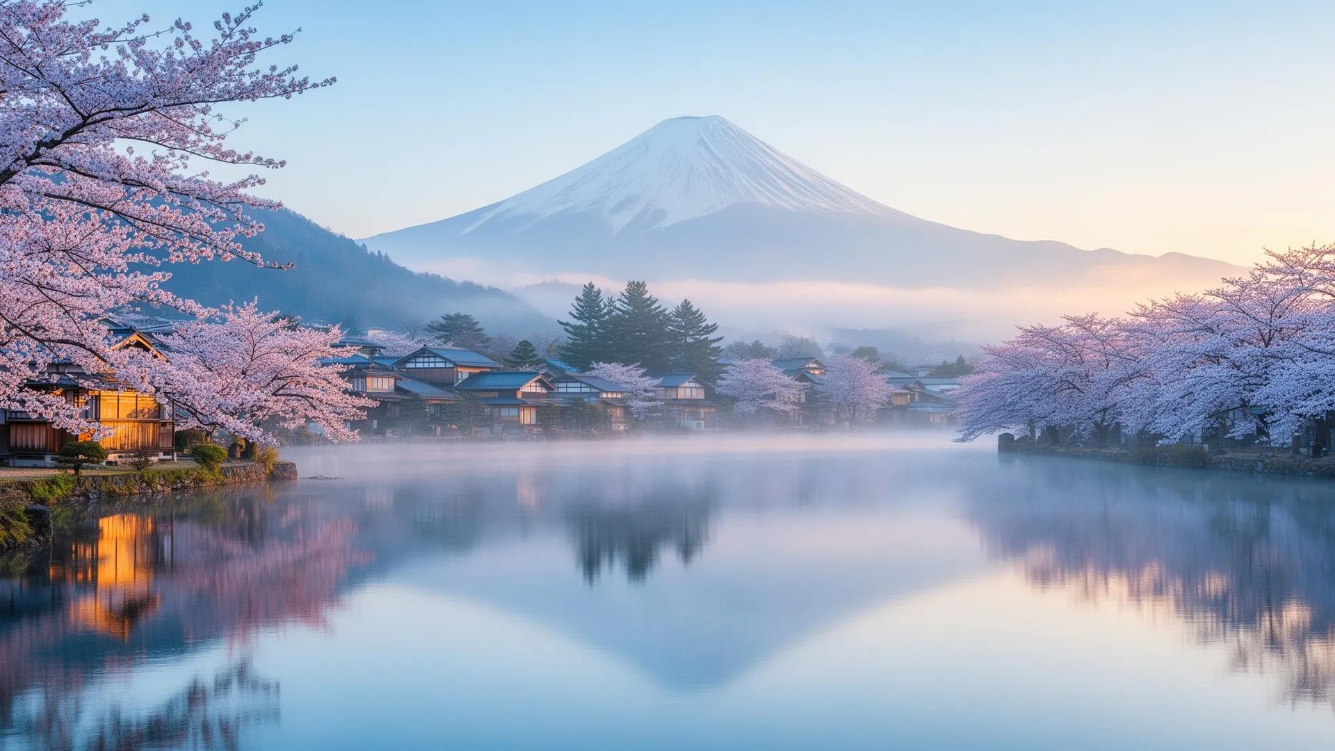 Mount Fuji with cherry blossoms